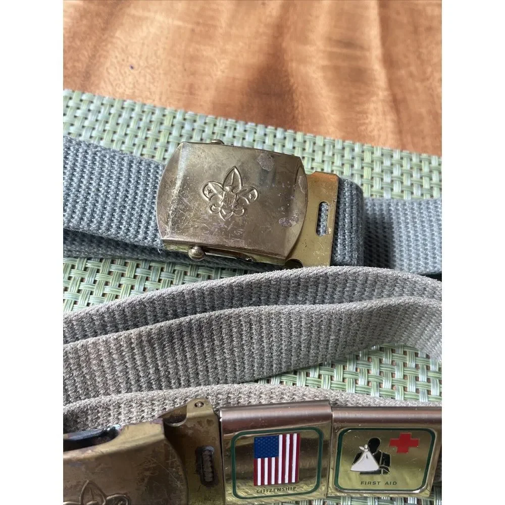 Lot Of 3 Vintage Boy‎ Scout belt merit badges buckle BSA 1950s1960s solid brass